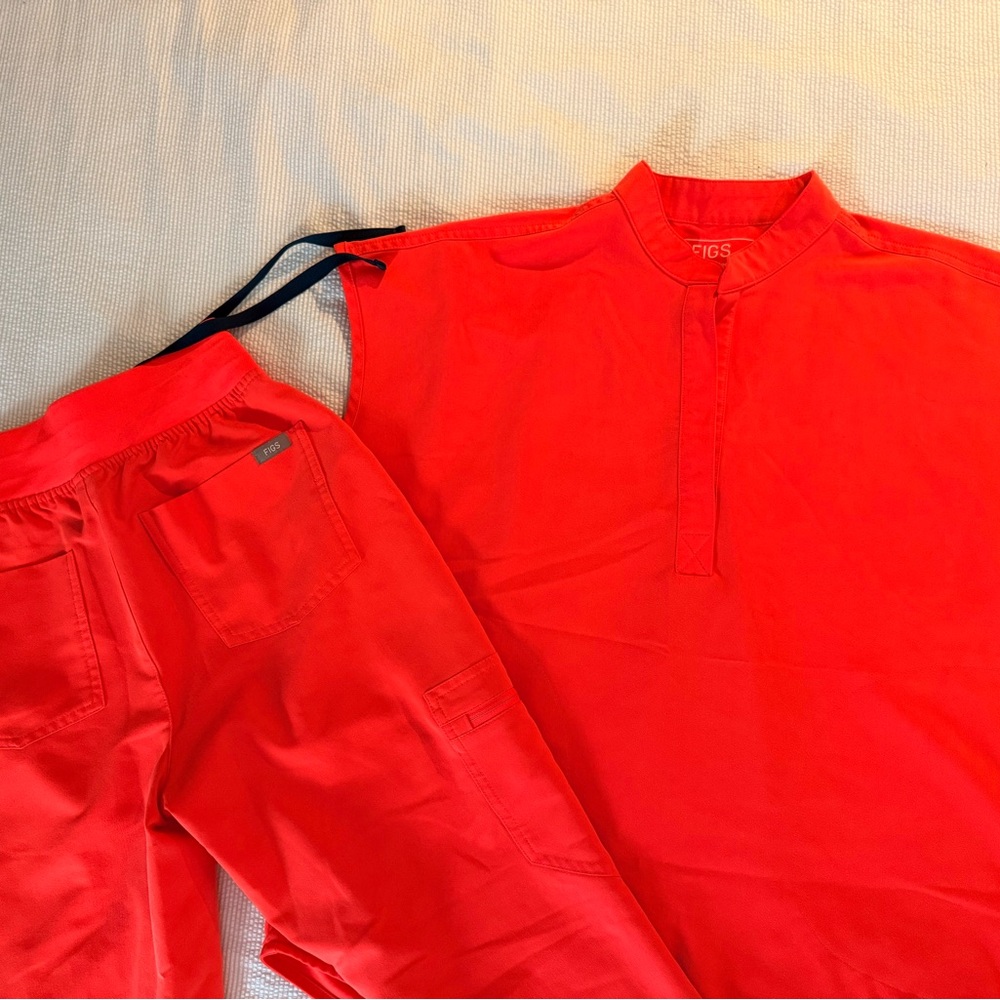 Figs Neon Red Scrub Set